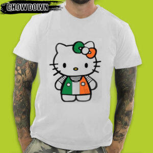 Hello Kitty St Patricks Day Irish Flag Mens T-Shirts 