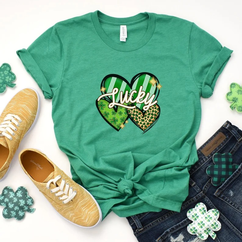 St Patricks Day Shirt for Women Saint Patrick's Shamrock Shirts Feeling Lucky Clover Irish Shirt