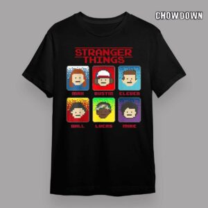 Men’s Netflix Stranger Things Top Group Shot 8-Bit Box Up T-Shirt