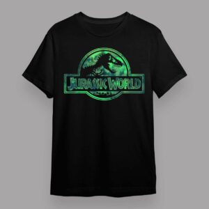Jurassic World Dominion Green Teal Watercolor Logo Graphic T Shirt
