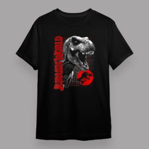 Jurassic World Dominion T Rex Grid Background Logo Graphic T Shirt