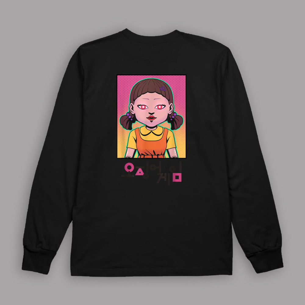 Squid Game Doll Neon Poster T Shirt 2 Sweatshirt Black