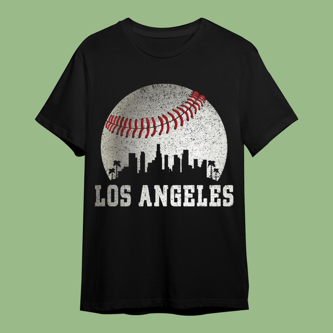 Los Angeles LA City Skyline Baseball Vintage Dodger Gameday T-Shirt