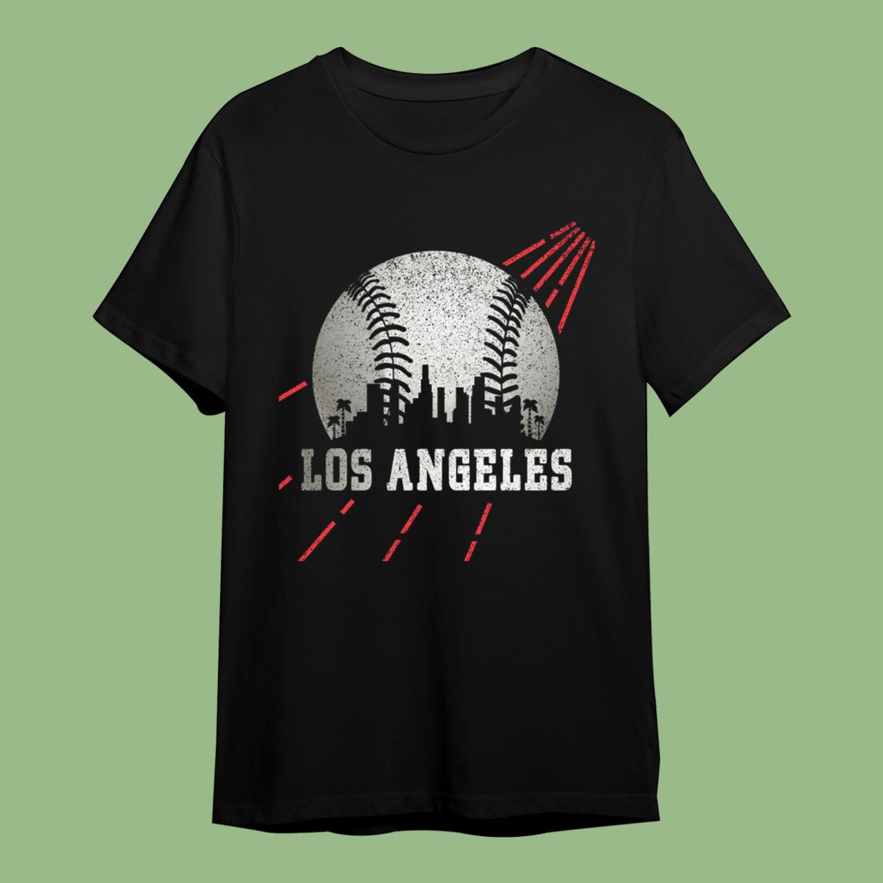 Los Angeles LA City Skyline Baseball Vintage Gameday Dodger T-Shirt