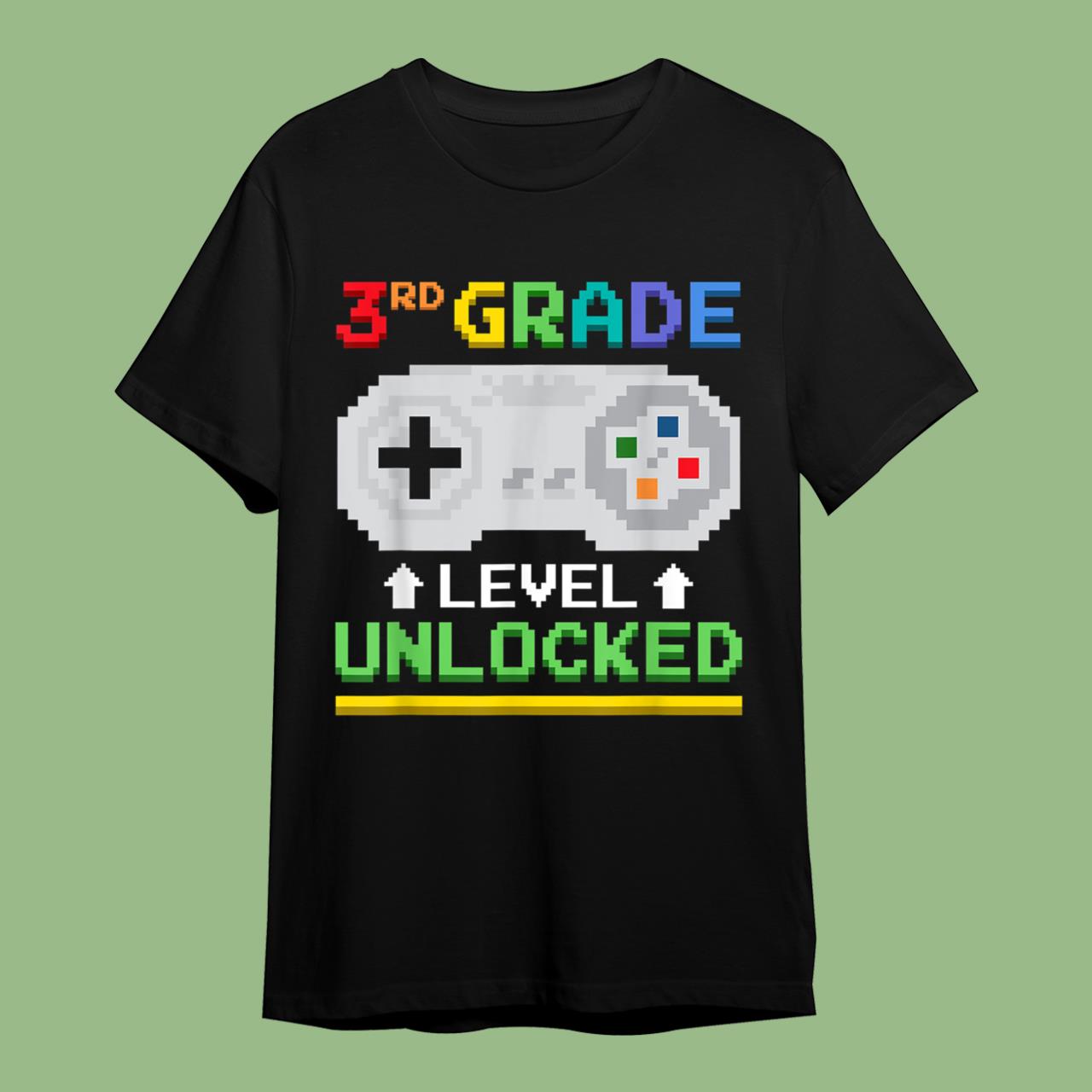 3rd Grade Level Unlocked Back To School Gamer Boys Gifts T-Shirt