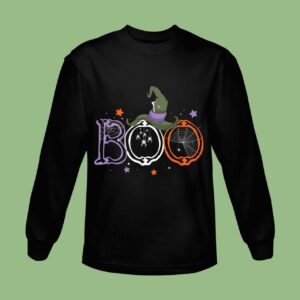 Boo Halloween With Spiders And Witch Hat Sweatshirt