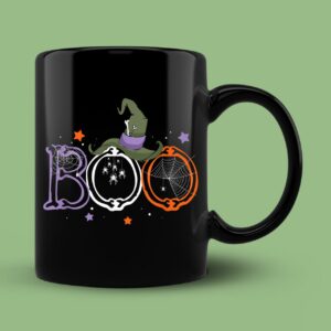 Boo Halloween With Spiders And Witch Hat Mug