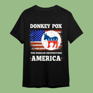 Donkey Pox The Disease Destroying America USA Flag Donkeypox T-Shirt