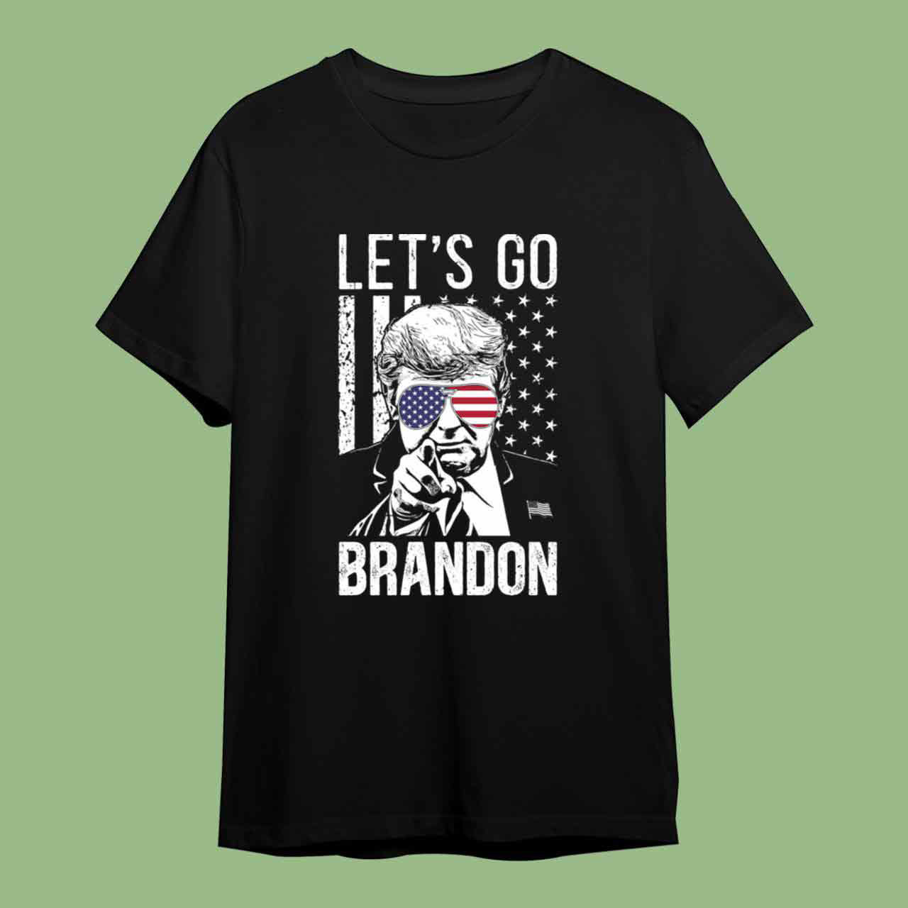 Funy Let’s Go Brandon Trump Vintage US Flag T-Shirt