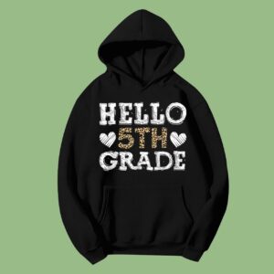 Hello Fifth Grade Back To School 1st Day Leopard Hoodie