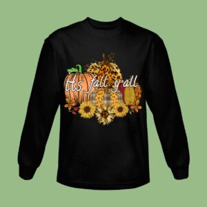 Leopard Pumpkin Happy Fall Y'all Halloween Girls Women Sweatshirt