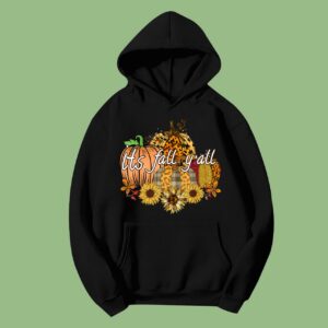 Leopard Pumpkin Happy Fall Y'all Halloween Girls Women Hoodie