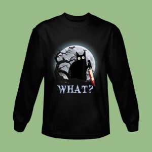 Murderous Black Cat With Knife Halloween Costume Sweatshirt