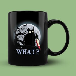 Murderous Black Cat With Knife Halloween Costume Mug