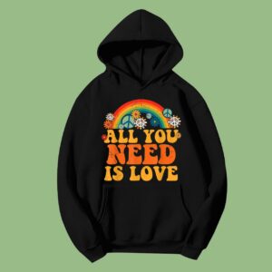 PEACE SIGN LOVE 60s 70s Tie Dye Hippie Halloween Hoodie