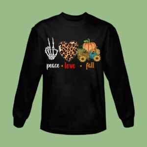 Peace Love Fall Leopard Pumpkin Halloween Sunflower Sweatshirt