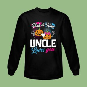 Pink or Blue Uncle Loves You Halloween Pumpkin Gender Reveal Sweatshirt