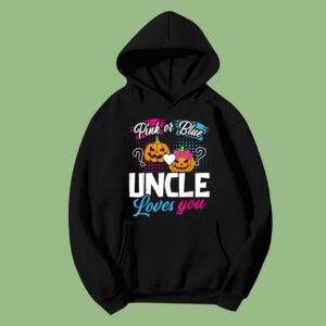 Pink or Blue Uncle Loves You Halloween Pumpkin Gender Reveal Hoodie