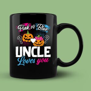 Pink or Blue Uncle Loves You Halloween Pumpkin Gender Reveal Mug