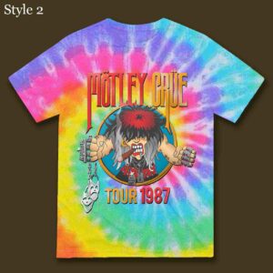 Replicated Motley Crue Tour 1987 Shirt Tie Dye Rainbow