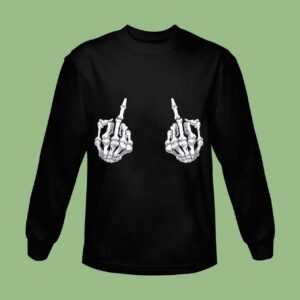 Skeleton Hand Halloween Bones Middle Finger Skull Sweatshirt