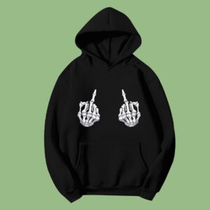 Skeleton Hand Halloween Bones Middle Finger Skull Hoodie