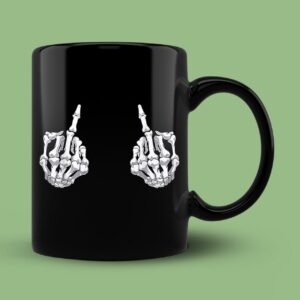 Skeleton Hand Halloween Bones Middle Finger Skull Mug