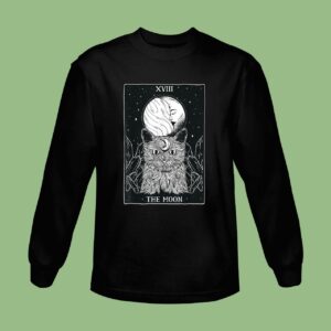 The Moon and Cat Tarot Card Halloween Gothic Witch Horror Sweatshirt