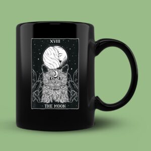 The Moon and Cat Tarot Card Halloween Gothic Witch Horror Mug