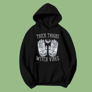 Thick Thighs Witch Vibes Halloween Hoodie