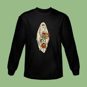 Vintage Floral Ghost Cute Halloween Graphic Sweatshirt