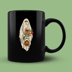 Vintage Floral Ghost Cute Halloween Graphic Mug