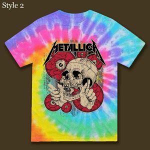Vintage Metallica Pushead The Shortest Straw Shirt Tie Dye Rainbow