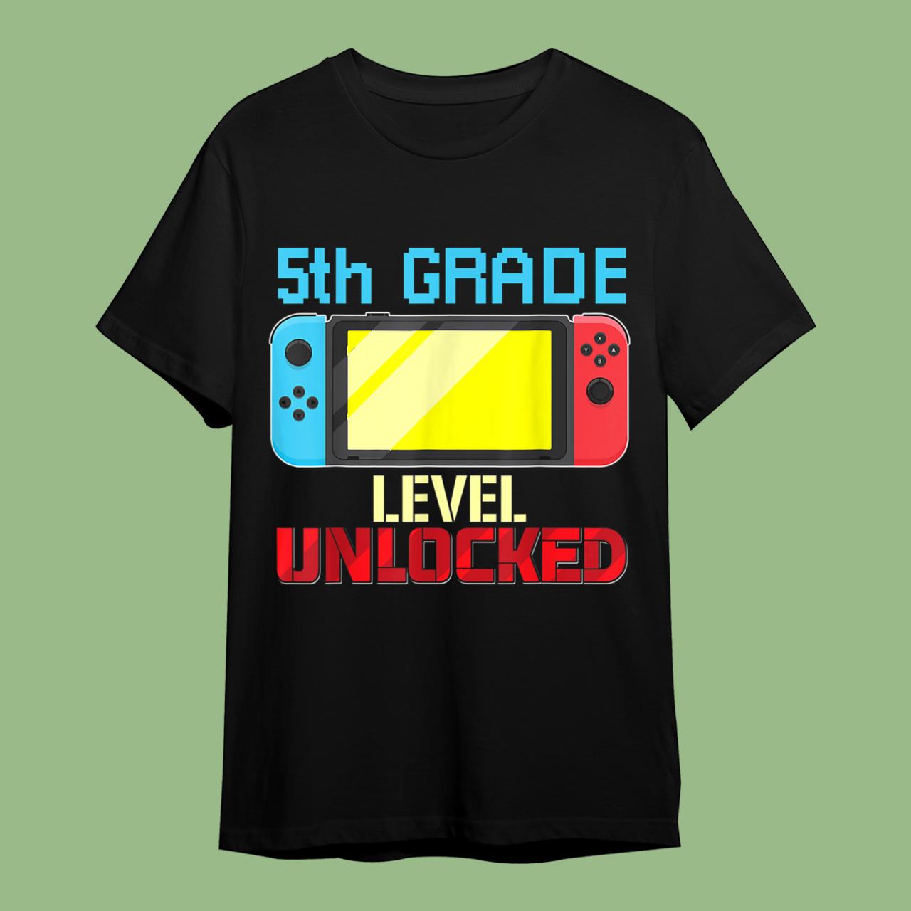 Back to School Video Gamer 5th Grade Level Unlocked T-Shirt