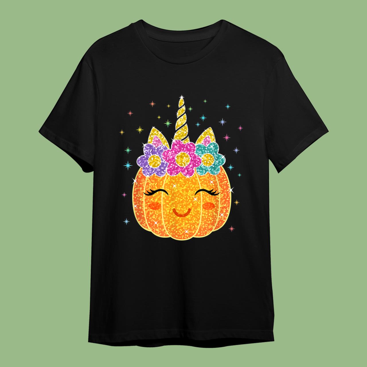 Cute Unicorn Pumpkin Halloween Thanksgiving T-Shirt