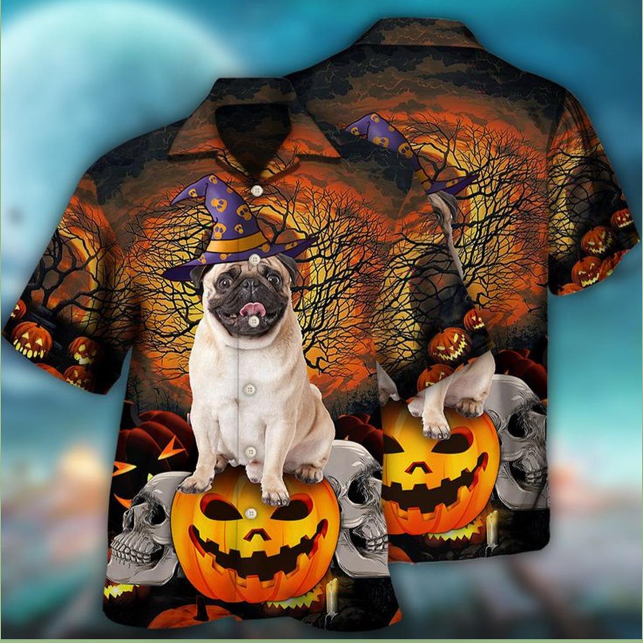 Halloween Pug My Lovely Dog Hawaiian Shirt