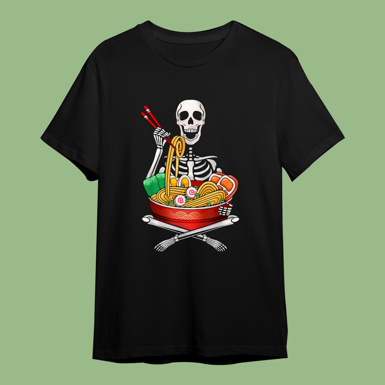 Halloween Skeleton Anime Japanese Food Ramen Lovers T-Shirt