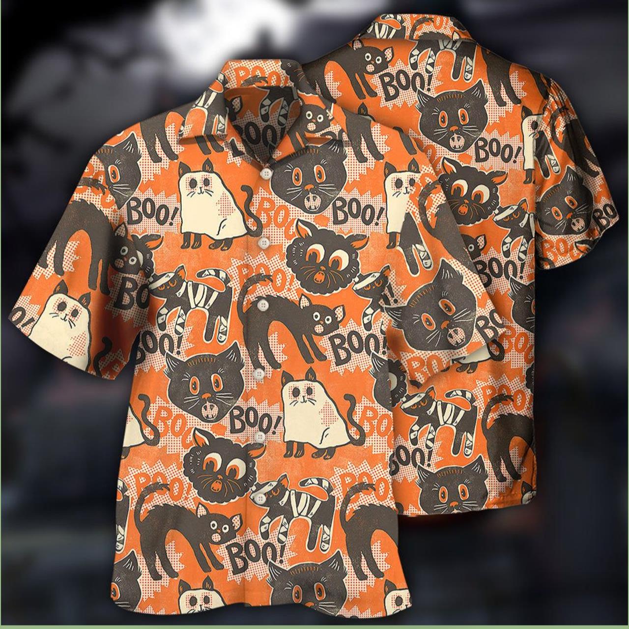 Halloween Spooktacular Scaredy Cat Hawaiian Shirt in 2022
