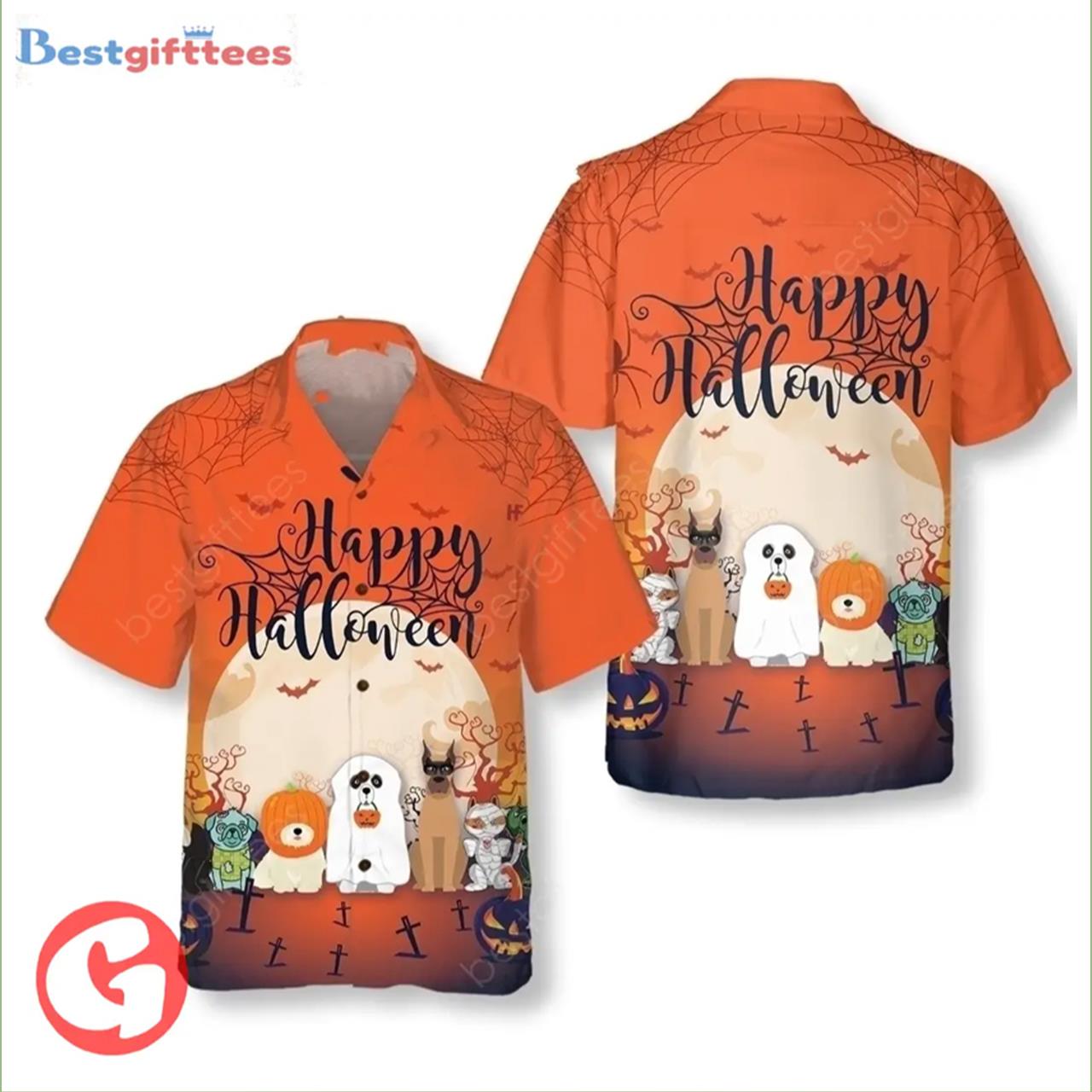 Horror Characters Dogs Halloween Hawaiian Shirt