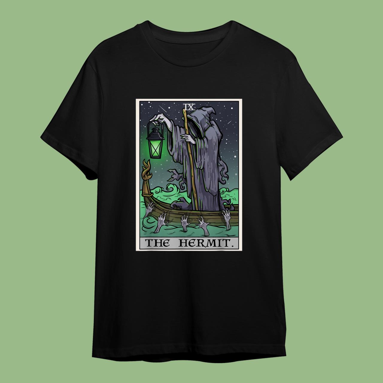 The Hermit Tarot Card Gothic Halloween T-Shirt