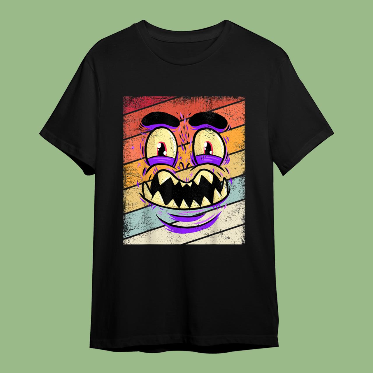 Vintage Laughing Monster Face Retro Halloween T-Shirt