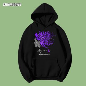 Alzheimer Shirts Alzheimers Purple Butterflies Hoodie