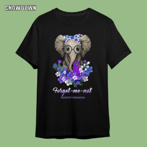 Alzheimer Shirts Forget Me Not Elephant Flower