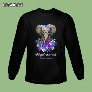 Alzheimer Shirts Forget Me Not Elephant Flower Sweather