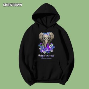 Alzheimer Shirts Forget Me Not Elephant Flower Hoodie