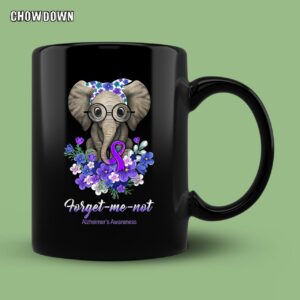 Alzheimer Shirts Forget Me Not Elephant Flower Mug