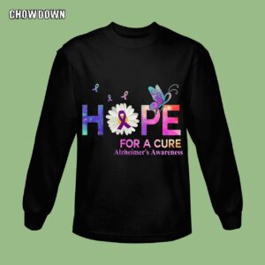 Alzheimer Shirts Hope For A Cure Butterfly Flower Sweatshirt