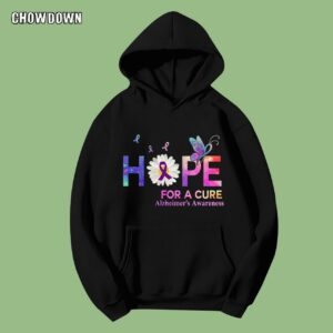 Alzheimer Shirts Hope For A Cure Butterfly Flower Hoodie