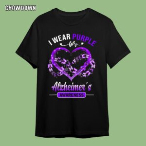 Alzheimer Shirts I Wear Purple Butterfly Heart Flower Alzheimer's Awareness