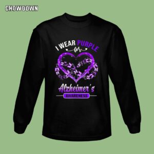 Alzheimer Shirts I Wear Purple Butterfly Heart Flower Alzheimer's Awareness Sweatshirt